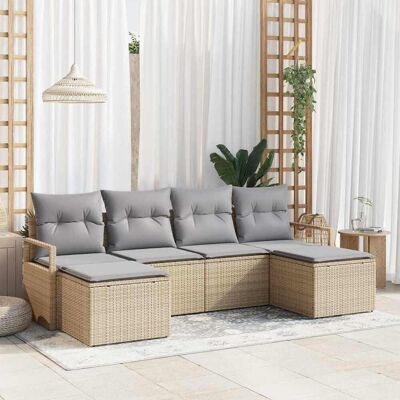 vidaXL Sohvasetti 6 pcs Beige polyrottinki vidaXL Sohvasetti 6 pcs Beige polyrottinki