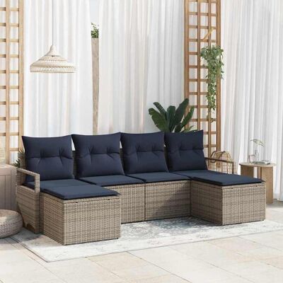 vidaXL Sohvasetti 6 pcs Harmaa polyrottinki vidaXL Sohvasetti 6 pcs Harmaa polyrottinki