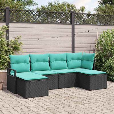 vidaXL Sohvasetti 6 pcs Musta polyrottinki vidaXL Sohvasetti 6 pcs Musta polyrottinki
