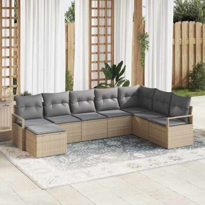 vidaXL Sohvasetti tyynyllä 8 pcs Beige polyrottinki vidaXL Sohvasetti tyynyllä 8 pcs Beige polyrottinki