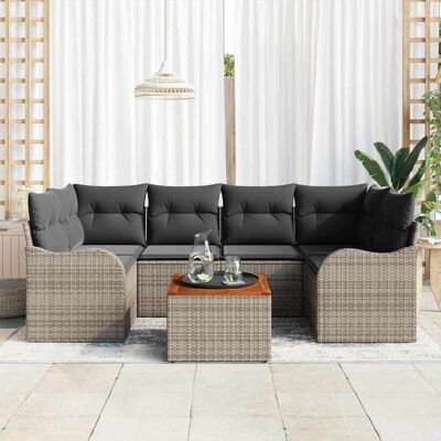 vidaXL Puutarhasohva Setti tyynyllä 7 pcs Harmaa polyrottinki vidaXL Puutarhasohva Setti tyynyllä 7 pcs Harmaa polyrottinki
