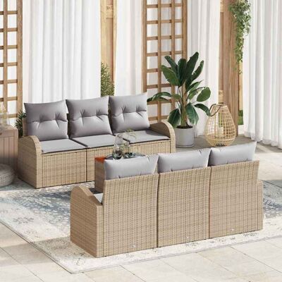 vidaXL Puutarhasohva Setti tyynyllä 7 pcs Beige polyrottinki vidaXL Puutarhasohva Setti tyynyllä 7 pcs Beige polyrottinki