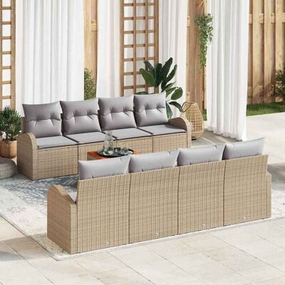 vidaXL Puutarhasohva Setti tyynyllä 9 pcs Beige polyrottinki vidaXL Puutarhasohva Setti tyynyllä 9 pcs Beige polyrottinki