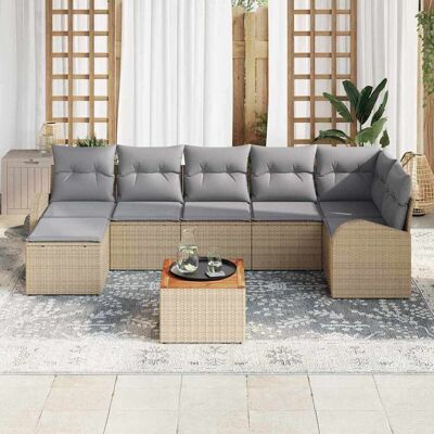 vidaXL Puutarhasohva Setti tyynyllä 8 pcs Beige polyrottinki vidaXL Puutarhasohva Setti tyynyllä 8 pcs Beige polyrottinki