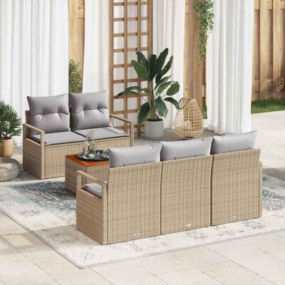 vidaXL Puutarhasohva Setti tyynyllä 6 pcs Beige polyrottinki vidaXL Puutarhasohva Setti tyynyllä 6 pcs Beige polyrottinki