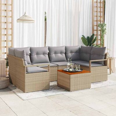 vidaXL Puutarhasohva Setti tyynyllä 7 pcs Beige polyrottinki vidaXL Puutarhasohva Setti tyynyllä 7 pcs Beige polyrottinki