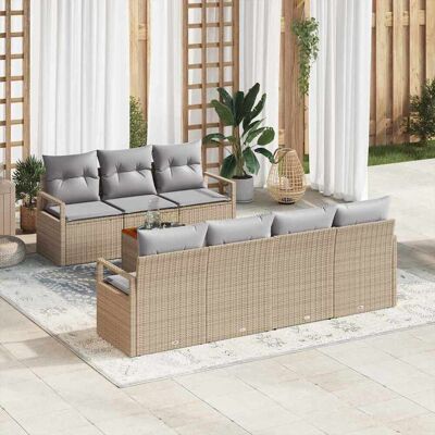 vidaXL Puutarhasohva Setti tyynyllä 8 pcs Beige polyrottinki vidaXL Puutarhasohva Setti tyynyllä 8 pcs Beige polyrottinki