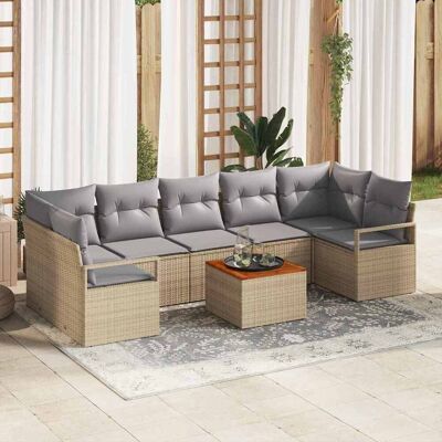 vidaXL Puutarhasohva Setti tyynyllä 8 pcs Beige polyrottinki vidaXL Puutarhasohva Setti tyynyllä 8 pcs Beige polyrottinki