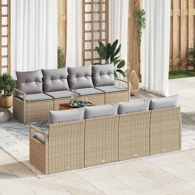 vidaXL Puutarhasohva Setti tyynyllä 9 pcs Beige polyrottinki vidaXL Puutarhasohva Setti tyynyllä 9 pcs Beige polyrottinki