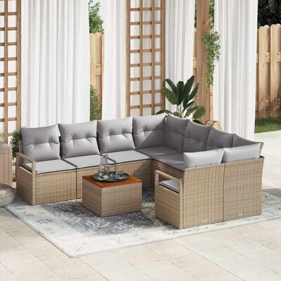 vidaXL Puutarhasohva Setti tyynyllä 9 pcs Beige polyrottinki vidaXL Puutarhasohva Setti tyynyllä 9 pcs Beige polyrottinki