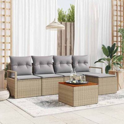 vidaXL Puutarhasohva Setti tyynyllä 6 pcs Beige polyrottinki vidaXL Puutarhasohva Setti tyynyllä 6 pcs Beige polyrottinki