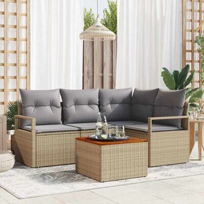 vidaXL Puutarhasohva Setti tyynyllä 5 pcs Beige polyrottinki vidaXL Puutarhasohva Setti tyynyllä 5 pcs Beige polyrottinki
