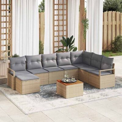 vidaXL Puutarhasohva Setti tyynyllä 9 pcs Beige polyrottinki vidaXL Puutarhasohva Setti tyynyllä 9 pcs Beige polyrottinki