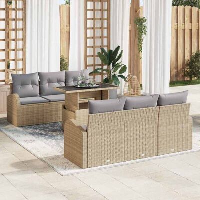 vidaXL Puutarhasohva Setti tyynyllä 7 pcs Beige Polyrotangi vidaXL Puutarhasohva Setti tyynyllä 7 pcs Beige Polyrotangi