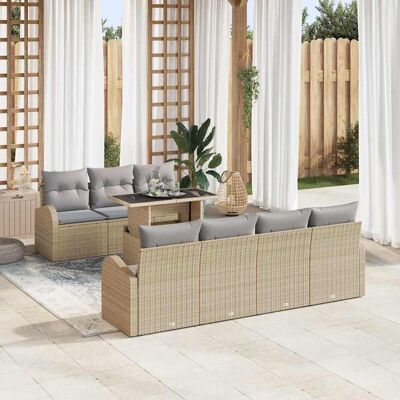 vidaXL Puutarhasohva Setti tyynyllä 8 pcs Beige Polyrotangi vidaXL Puutarhasohva Setti tyynyllä 8 pcs Beige Polyrotangi