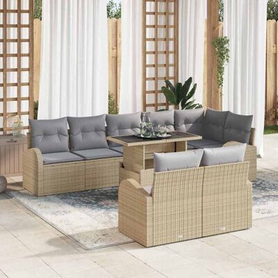 vidaXL Puutarhasohva Setti 9 pcs Beige ja vaaleanharmaa polyrottinki vidaXL Puutarhasohva Setti 9 pcs Beige ja vaaleanharmaa polyrottinki