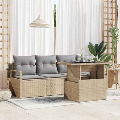 vidaXL Puutarhasohva Setti säilytystilassa 5 pcs Beige polyrottinki vidaXL Puutarhasohva Setti säilytystilassa 5 pcs Beige polyrottinki