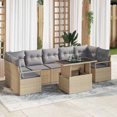 vidaXL Puutarhasohva Setti 8 pcs Beige ja vaaleanharmaa polyrottinki vidaXL Puutarhasohva Setti 8 pcs Beige ja vaaleanharmaa polyrottinki