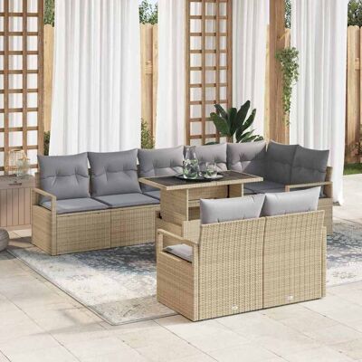 vidaXL Puutarhasohva Setti 9 pcs beige ja vaaleanharmaa polyrottinki vidaXL Puutarhasohva Setti 9 pcs beige ja vaaleanharmaa polyrottinki