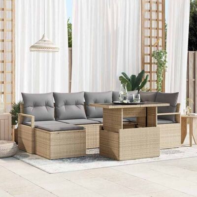 vidaXL Puutarhasohva Setti tyynyllä 7 pcs beige ja vaaleanharmaa vidaXL Puutarhasohva Setti tyynyllä 7 pcs beige ja vaaleanharmaa
