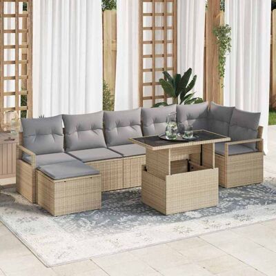 vidaXL Puutarhasohva Setti tyynyllä 8 pcs beige ja vaaleanharmaa vidaXL Puutarhasohva Setti tyynyllä 8 pcs beige ja vaaleanharmaa