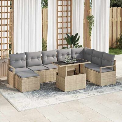 vidaXL Puutarhasohva Setti tyynyllä 9 pcs beige ja vaaleanharmaa vidaXL Puutarhasohva Setti tyynyllä 9 pcs beige ja vaaleanharmaa