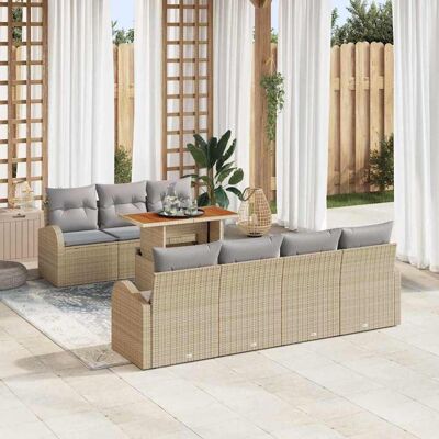 vidaXL Puutarhasohva Setti tyynyllä 8 pcs beige ja vaaleanharmaa vidaXL Puutarhasohva Setti tyynyllä 8 pcs beige ja vaaleanharmaa
