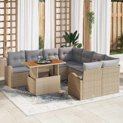 vidaXL Puutarhasohva Setti tyynyllä 9 pcs beige ja vaaleanharmaa vidaXL Puutarhasohva Setti tyynyllä 9 pcs beige ja vaaleanharmaa