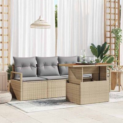 vidaXL Puutarhasohva Setti tyynyllä 5 pcs beige ja vaaleanharmaa vidaXL Puutarhasohva Setti tyynyllä 5 pcs beige ja vaaleanharmaa