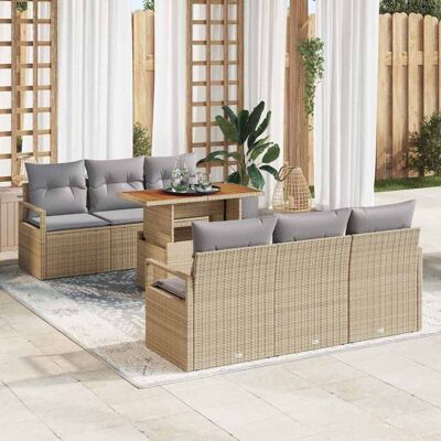 vidaXL Puutarhasohva Setti tyynyllä 7 pcs beige ja vaaleanharmaa vidaXL Puutarhasohva Setti tyynyllä 7 pcs beige ja vaaleanharmaa