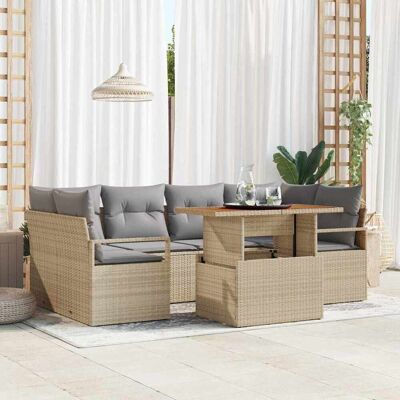 vidaXL Puutarhasohva Setti tyynyllä 7 pcs beige ja vaaleanharmaa vidaXL Puutarhasohva Setti tyynyllä 7 pcs beige ja vaaleanharmaa