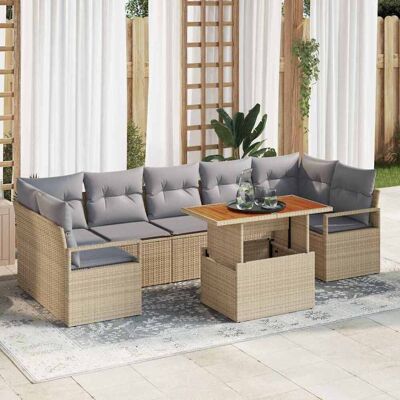 vidaXL Puutarhasohva Setti tyynyllä 8 pcs Beige ja harmaa vidaXL Puutarhasohva Setti tyynyllä 8 pcs Beige ja harmaa