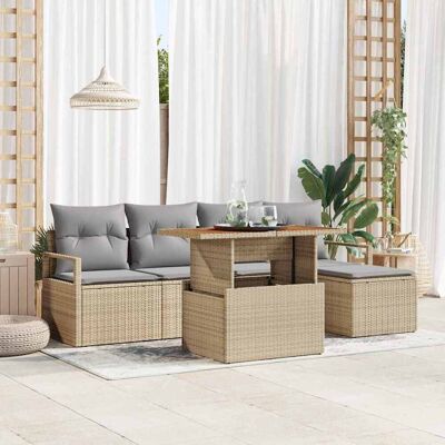 vidaXL Puutarhasohva Setti 6 pcs Beige ja harmaa vidaXL Puutarhasohva Setti 6 pcs Beige ja harmaa