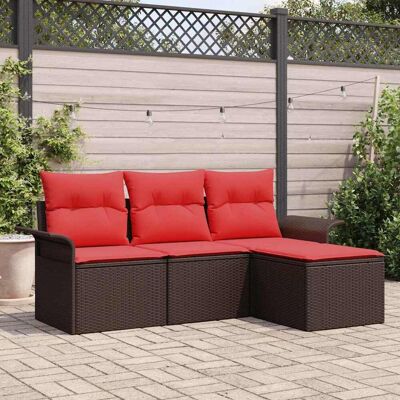 vidaXL Puutarhasohva Setti tyynyllä 4 pcs Ruskea polyrottinki vidaXL Puutarhasohva Setti tyynyllä 4 pcs Ruskea polyrottinki
