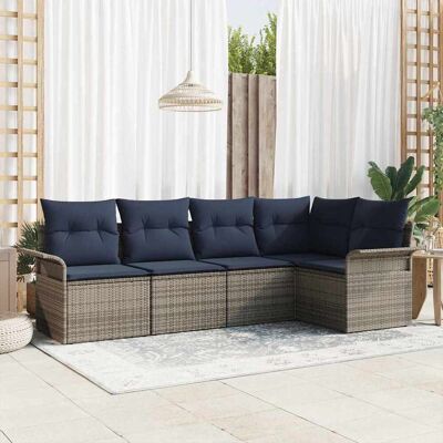 vidaXL Puutarhasohva Setti säilytystilassa 5 pcs Harmaa polyrottinki vidaXL Puutarhasohva Setti säilytystilassa 5 pcs Harmaa polyrottinki