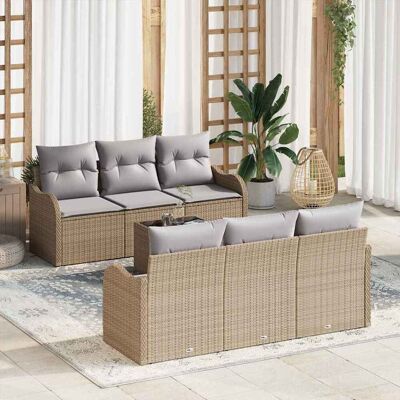 vidaXL Puutarhasohva Setti tyynyllä tyynyllä 7 pcs Beige ja harmaa vidaXL Puutarhasohva Setti tyynyllä tyynyllä 7 pcs Beige ja harmaa