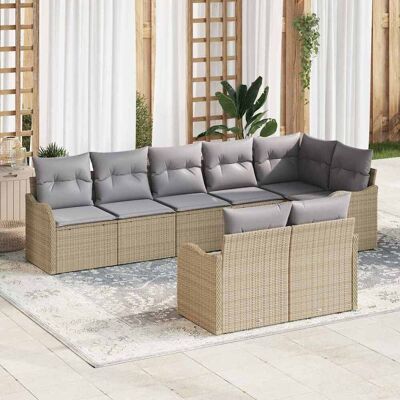vidaXL Puutarhasohva Setti 8 pcs Beige ja vaaleanharmaa polyrottinki vidaXL Puutarhasohva Setti 8 pcs Beige ja vaaleanharmaa polyrottinki