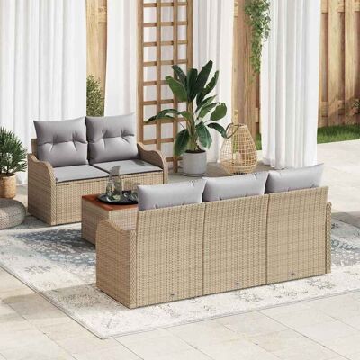 vidaXL Puutarhasohva Setti 6 pcs Beige ja vaaleanharmaa polyrottinki vidaXL Puutarhasohva Setti 6 pcs Beige ja vaaleanharmaa polyrottinki