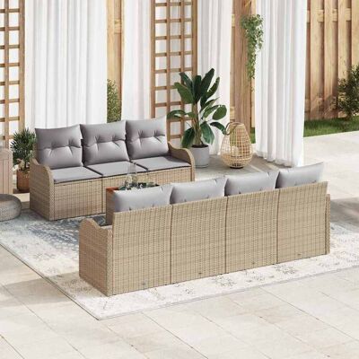 vidaXL Puutarhasohva Setti 8 pcs Beige ja vaaleanharmaa polyrottinki vidaXL Puutarhasohva Setti 8 pcs Beige ja vaaleanharmaa polyrottinki