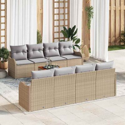 vidaXL Puutarhasohva Setti 9 pcs Beige ja vaaleanharmaa polyrottinki vidaXL Puutarhasohva Setti 9 pcs Beige ja vaaleanharmaa polyrottinki