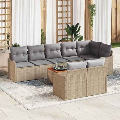 vidaXL Puutarhasohva Setti 9 pcs Beige ja vaaleanharmaa polyrottinki vidaXL Puutarhasohva Setti 9 pcs Beige ja vaaleanharmaa polyrottinki