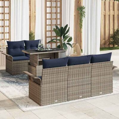 vidaXL Puutarhasohva Setti tyynyllä 6 pcs Harmaa Poly Rattan vidaXL Puutarhasohva Setti tyynyllä 6 pcs Harmaa Poly Rattan
