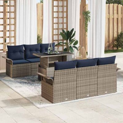 vidaXL Puutarhasohva Setti tyynyllä 7 pcs Harmaa Poly Rattan vidaXL Puutarhasohva Setti tyynyllä 7 pcs Harmaa Poly Rattan