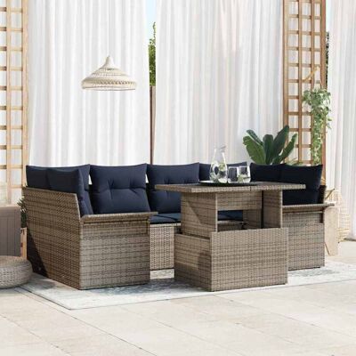vidaXL Puutarhasohva Setti tyynyllä 7 pcs Harmaa Poly Rattan vidaXL Puutarhasohva Setti tyynyllä 7 pcs Harmaa Poly Rattan