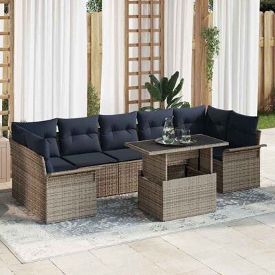 vidaXL Puutarhasohva Setti tyynyllä 8 pcs Harmaa Poly Rattan vidaXL Puutarhasohva Setti tyynyllä 8 pcs Harmaa Poly Rattan