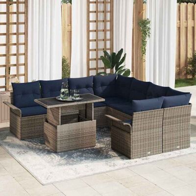 vidaXL Puutarhasohva Setti tyynyllä 9 pcs Harmaa Poly Rattan vidaXL Puutarhasohva Setti tyynyllä 9 pcs Harmaa Poly Rattan