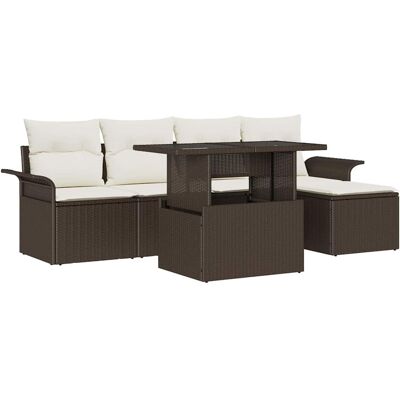 vidaXL Puutarhasohva Setti tyynyllä 6 pcs Ruskea Polyrotangi vidaXL Puutarhasohva Setti tyynyllä 6 pcs Ruskea Polyrotangi