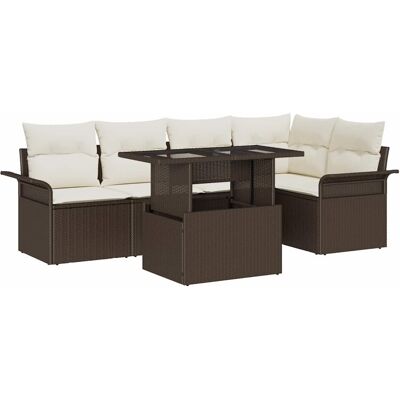 vidaXL Puutarhasohva Setti tyynyllä 6 pcs Ruskea Polyrotangi vidaXL Puutarhasohva Setti tyynyllä 6 pcs Ruskea Polyrotangi