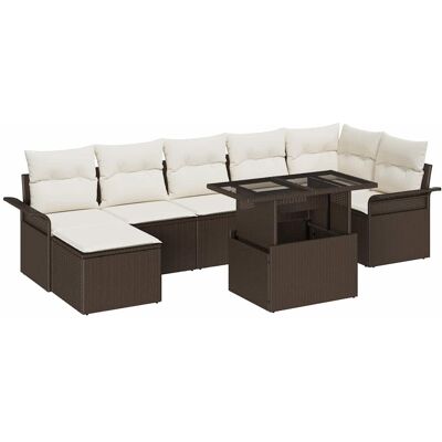 vidaXL Puutarhasohva Setti tyynyllä 8 pcs Ruskea Polyrotangi vidaXL Puutarhasohva Setti tyynyllä 8 pcs Ruskea Polyrotangi