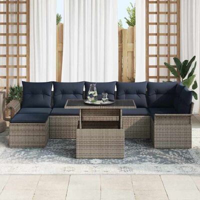 vidaXL Puutarhasohva Setti tyynyllä 8 pcs Harmaa Poly Rattan vidaXL Puutarhasohva Setti tyynyllä 8 pcs Harmaa Poly Rattan